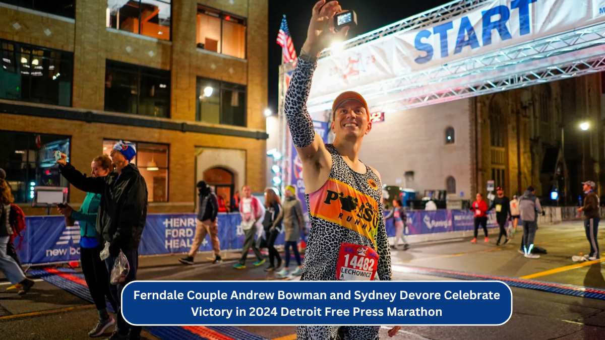 Ferndale Couple Andrew Bowman and Sydney Devore Celebrate Victory in 2024 Detroit Free Press Marathon